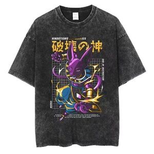 Graphic Black T-Shirt with Purple Design